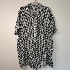 Skye NEW houndstooth romper shorts womens XL black white collar flowy